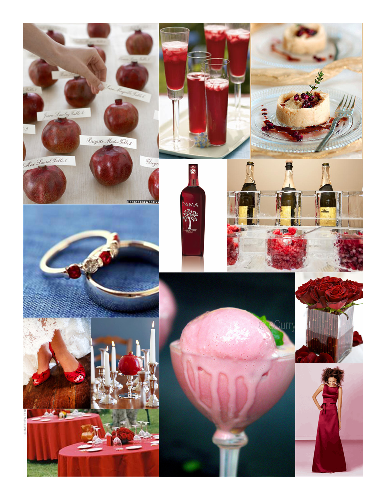 Here are a few ideas for weddings inspired by the pomegranate